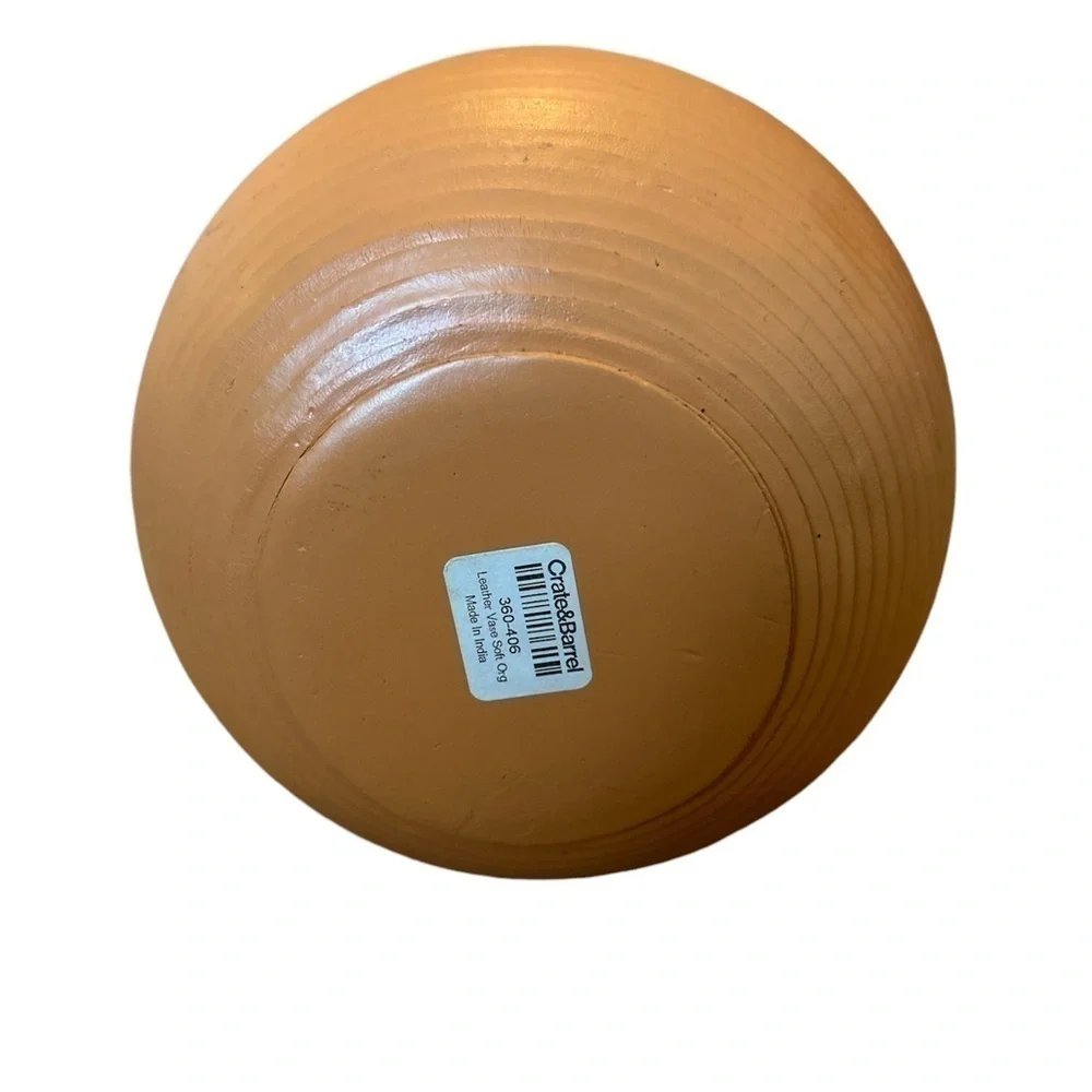 Crate & Barrel orange texture leather vase